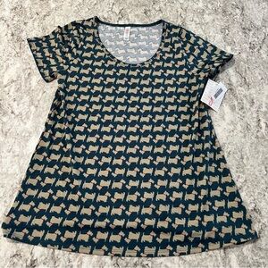 LuLaRoe dog terrier shirt classic size small blue tan NWT new gift